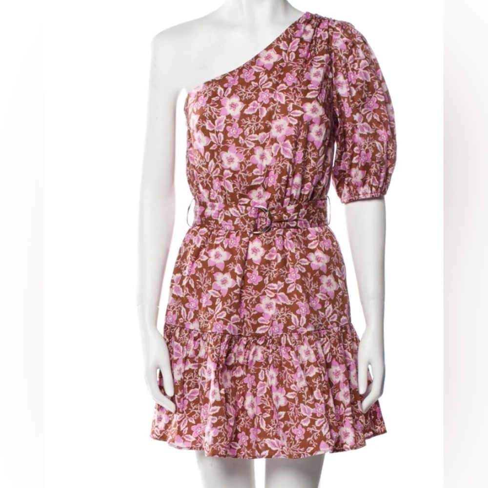 *NWOT* Jason Wu Floral Print One Shoulder A-Line Mini Dress w/ Belt Size L